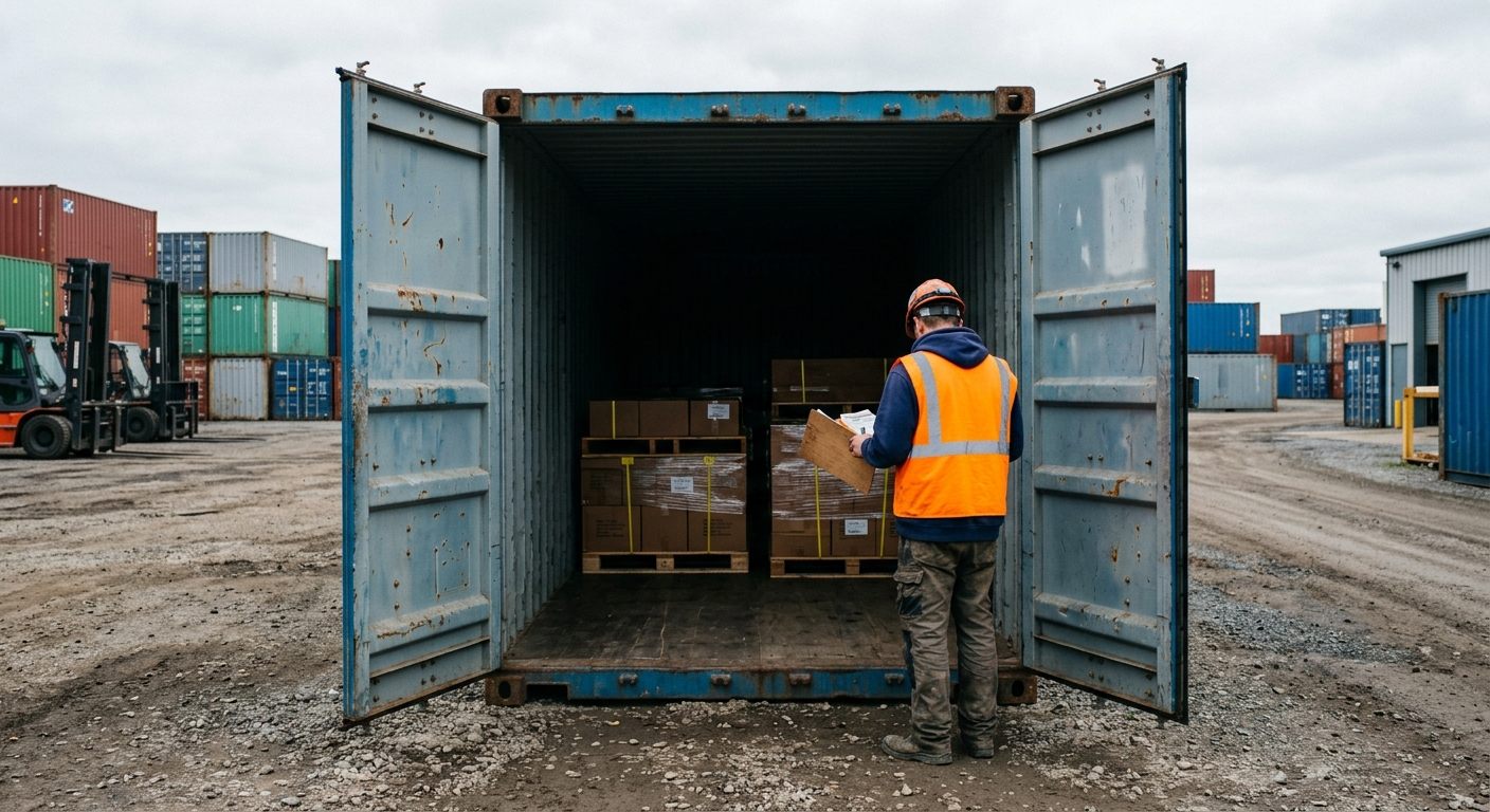 Cargo checked against the order at the container door